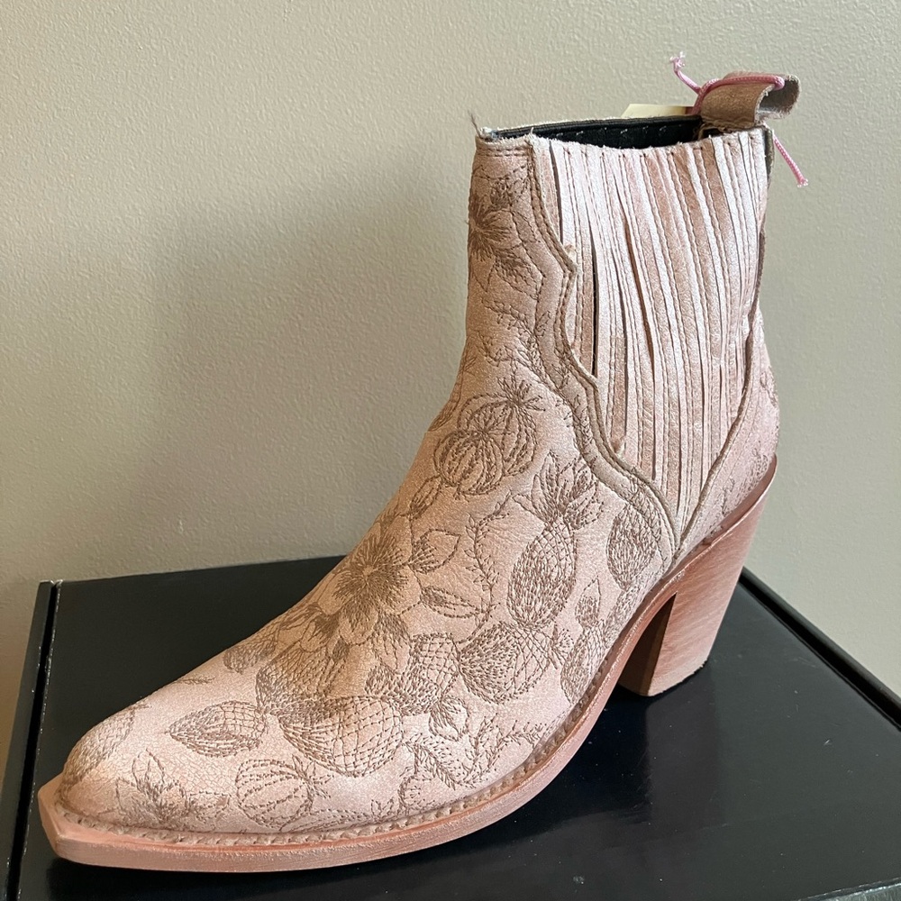 liberty black  Floral Embroidered Ankle Boots